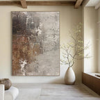 “Gray - Brown Textured Abstract” - Rustic Abstract Painting On Canvas PS0116