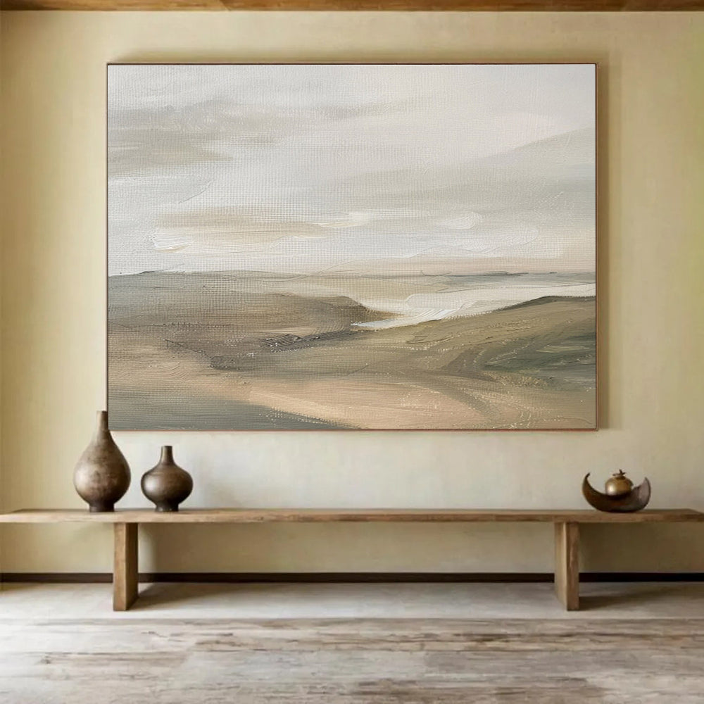 “Neutral - Toned Desert Vista” Landscape Painting On Canvas DKS247