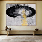 Black, White & Gold Minimalist Abstract Painting On Canvas DKS016