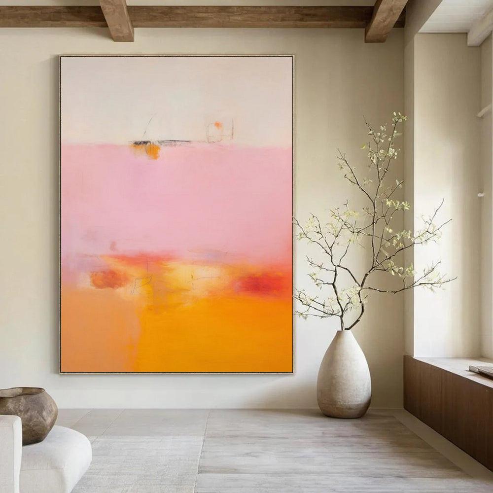 “Pink and Orange Abstract” - Soft Gradient Painting On Canvas PT0992