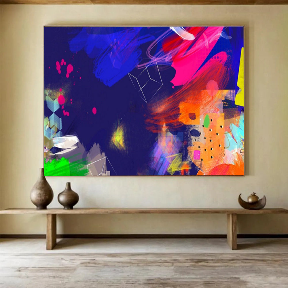 “Neon - Dark Abstract Explosion” Abstract Painting On Canvas DKS202