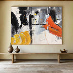 “Bold Black, Yellow, and Orange” Abstract Painting On Canvas DKS187