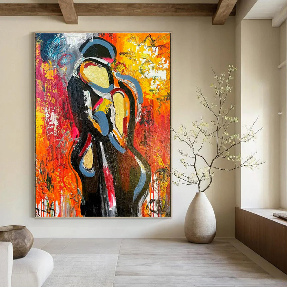 Bold Colors with Abstract Figure "Vibrant Soul" Expressionist Painting On Canvas PS1196