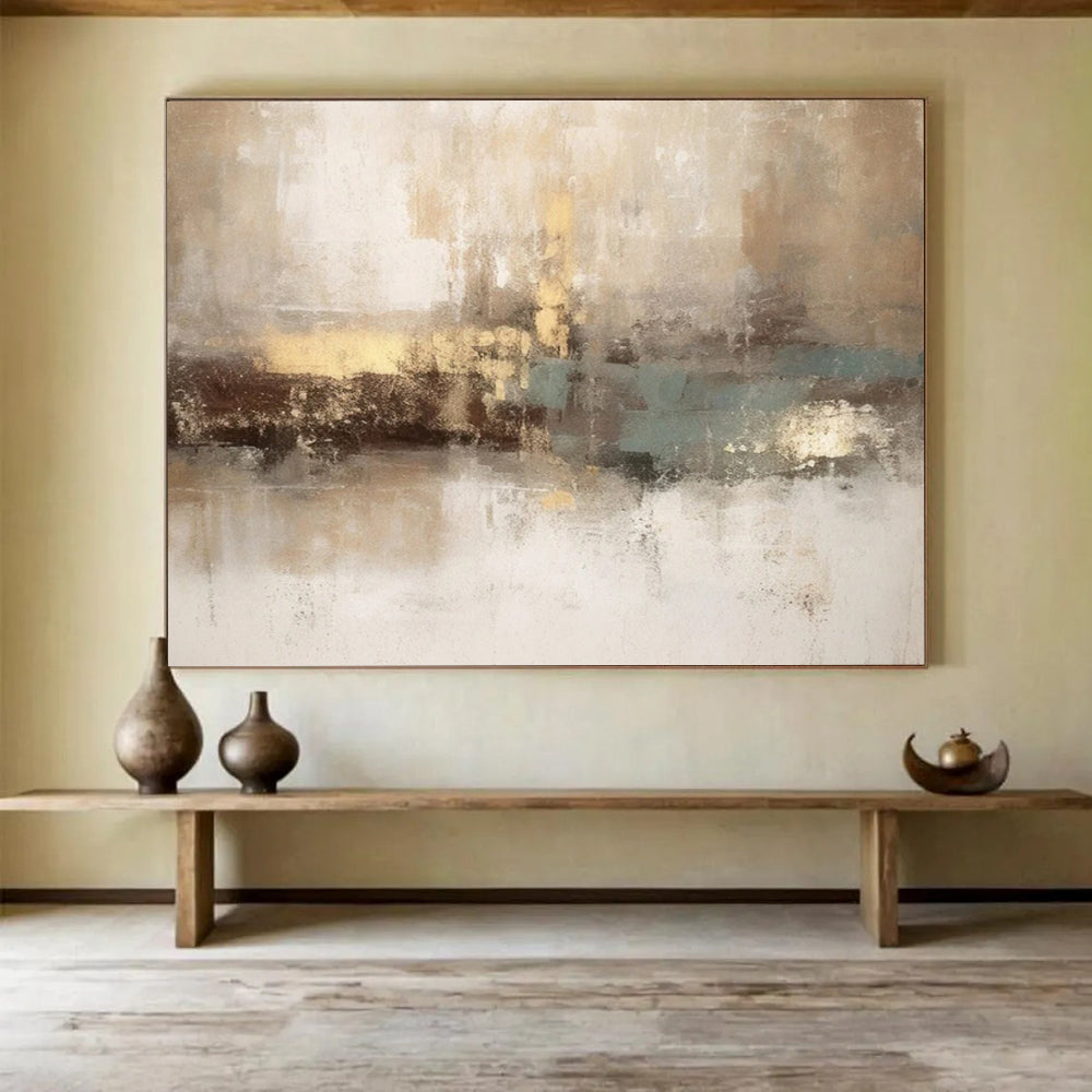“Earthy Tones Abstract Composition” - Modern Abstract Painting On Canvas PT070