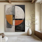 Circular Geometric Design in Warm and Cool Tones "Colorful Circumference" Abstract Painting On Canvas PS1208