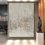 “Textured Neutral Abstract with Raised Elements” - Tactile Abstract Painting On Canvas PS0270