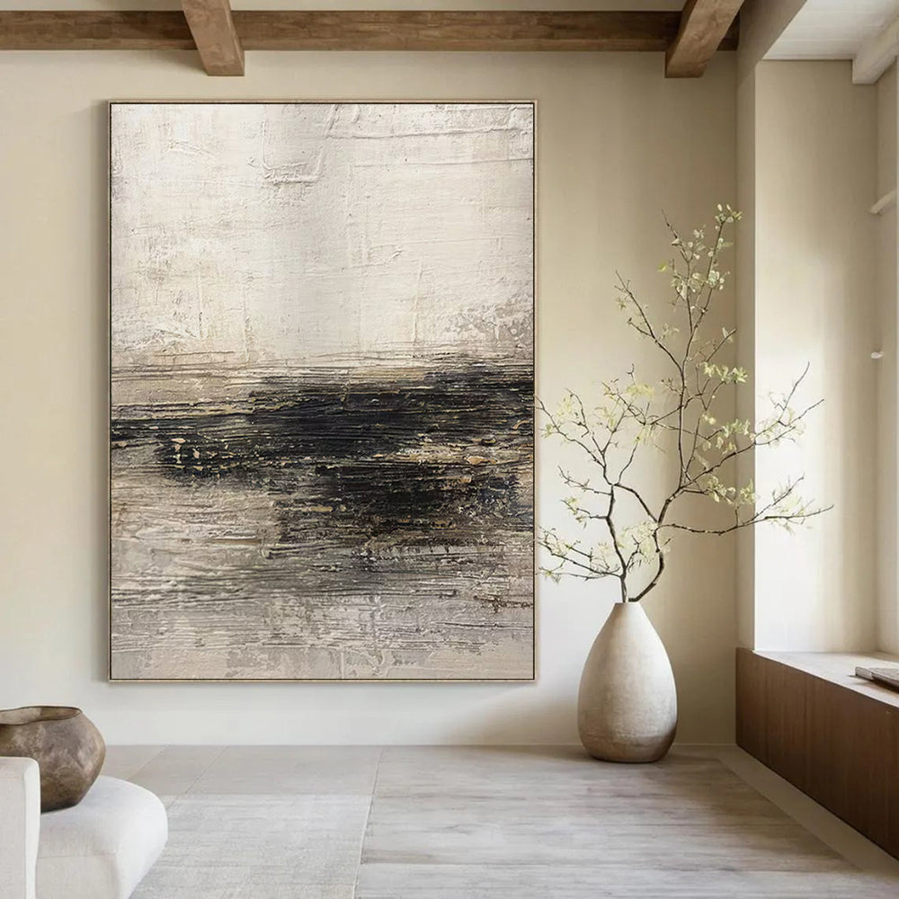 Light Gray and Black Textured, "Subtle Depths" – Textured Abstract Painting On Canvas PS0986