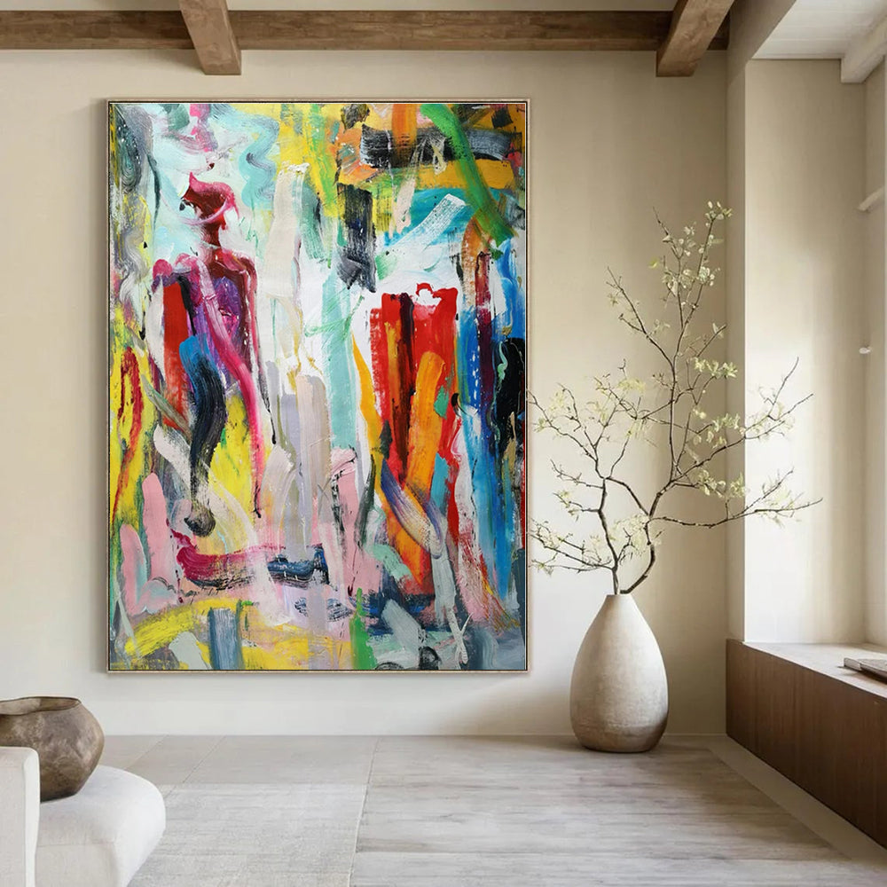 Colorful Abstract Figure in a Vivid Background "Vivid Spirit" Abstract Painting On Canvas PS1324