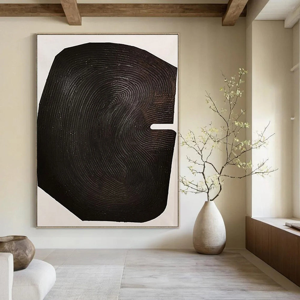 “Dark Organic Form” - Minimalist Abstract Painting On Canvas PT1052