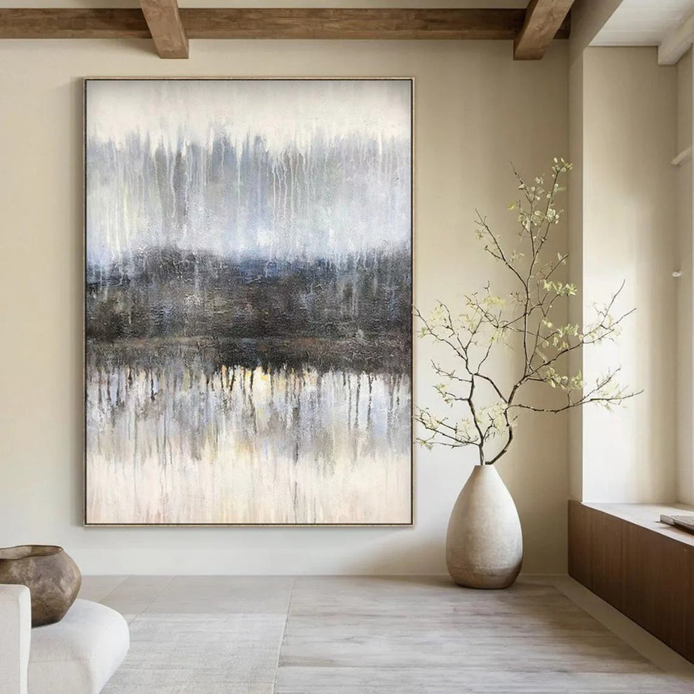 Misty Forest Reflection, Impressionistic Landscape, Oil Painting On Canvas PT2102