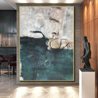 “Teal - Grey Abstract Water Forms” - Moody Abstract Painting On Canvas PS0324