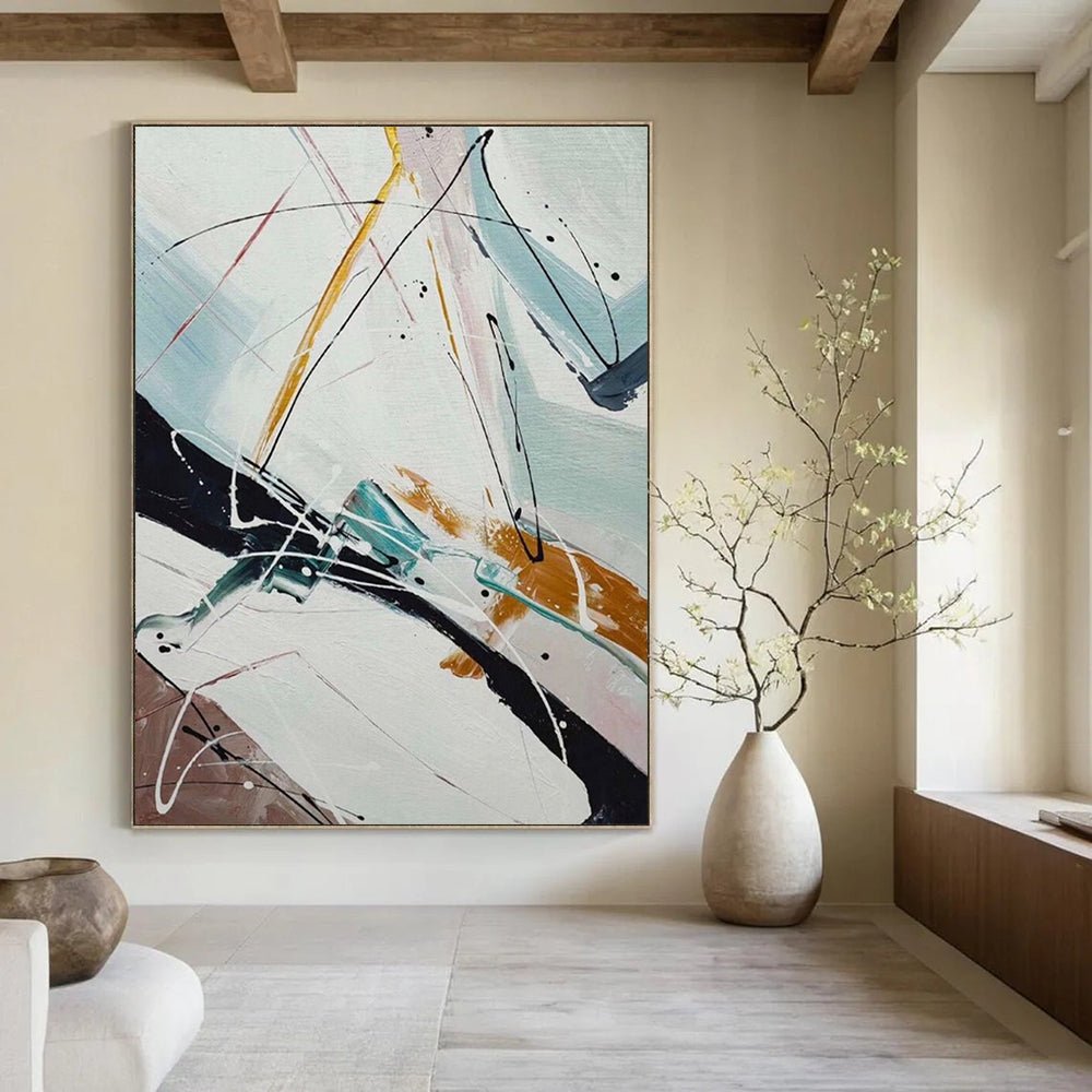 “Colorful Line Abstraction” - Abstract Expressionist Painting On Canvas DS046