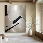 “White - Black Textured Abstract” - Textured Abstract Painting On Canvas PT1241