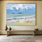 “Textured Beach Scene Painting” - Textured Landscape Painting, Fits Coastal - Themed Home & Family Room DKS628