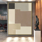 “Neutral - Toned Abstract Geometric Blocks” - Minimalist Abstract Painting On Canvas PS0334