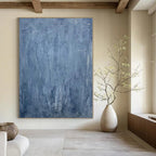 Blue with Subtle Textured Lines "Blue Whisper" Abstract Painting On Canvas PS1323