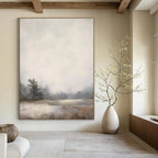 “Misty Lakeside Forest in Soft Neutrals” - Landscape Painting On Canvas PT2058