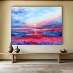 “Pink - Purple Seaside Sunset” Abstract Painting On Canvas DKS287