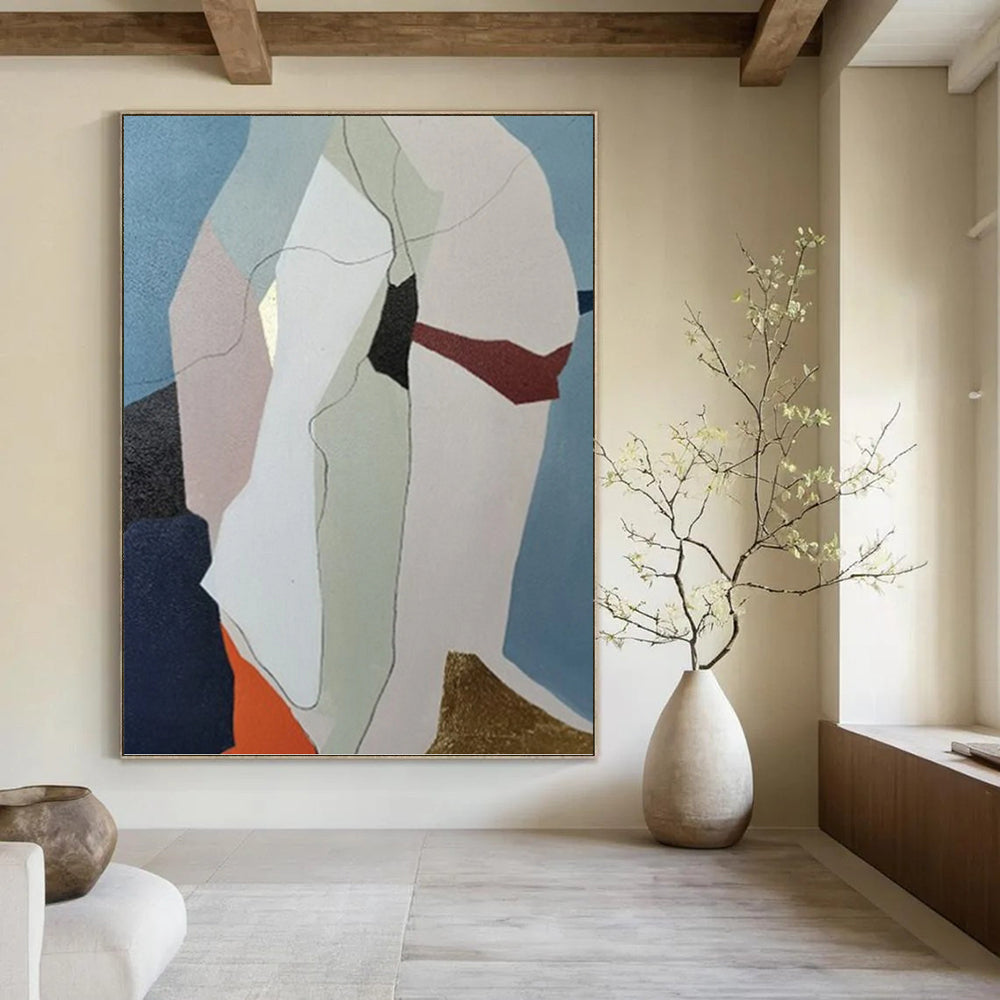 “Pastel Geometric Figure” - Modern Abstract Painting On Canvas PT1053