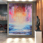“Sunset Sea Abstract” - Coastal Abstract Painting On Canvas PS0058