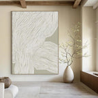 “Grey - White Wavy Lines” - Linear Abstract Painting On Canvas PT1119