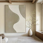 “Beige - White Textured 2” - Minimalist Abstract Painting On Canvas PT2340