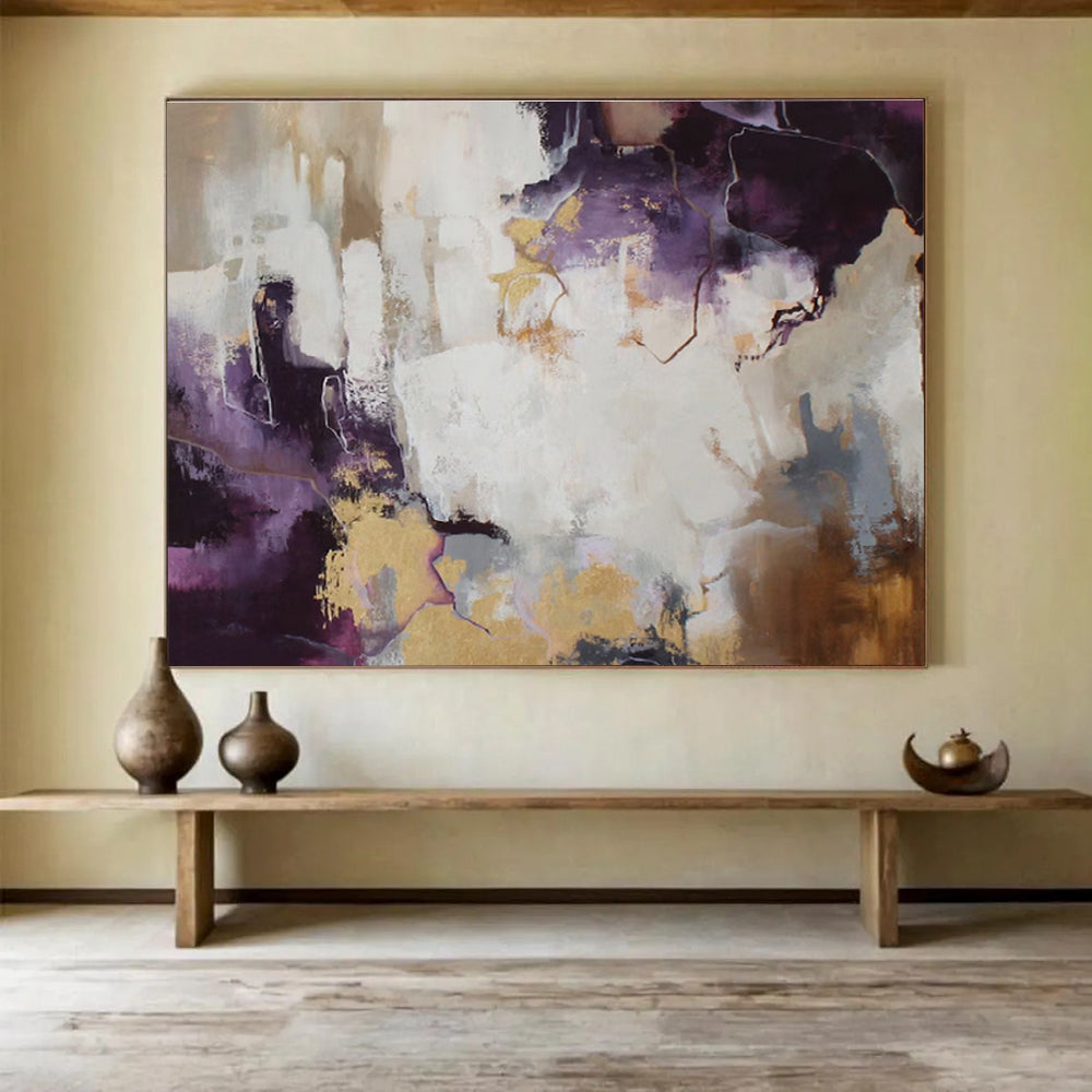 Purple and Gold Abstract Fusion Contemporary Abstract Painting On Canvas DKS131
