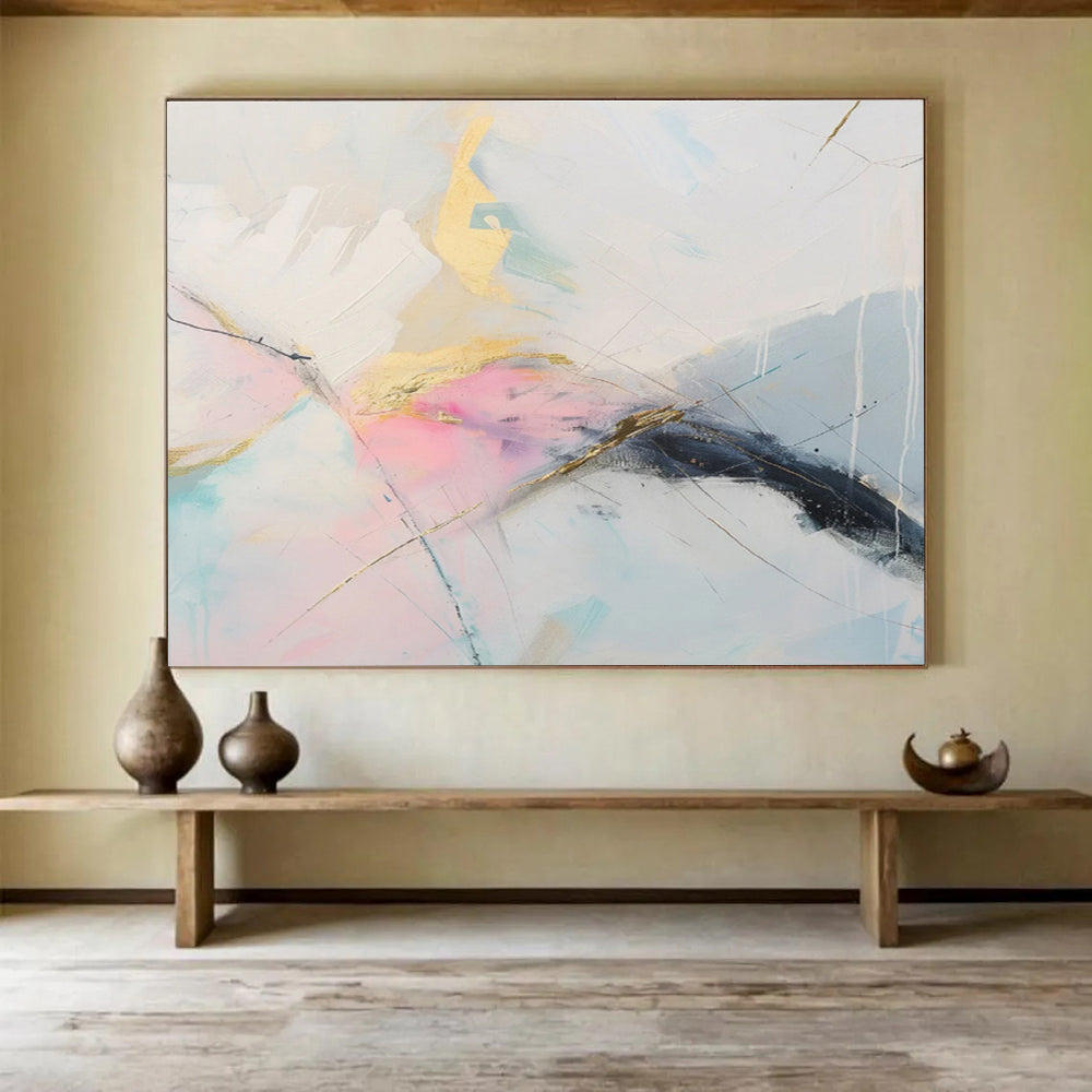 “Gilded Pastel Mix” - Luxe Abstract Painting On Canvas DKS479