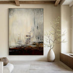 “Gray - Brown Cityscape Abstract” - Atmospheric Abstract Painting On Canvas PT2301