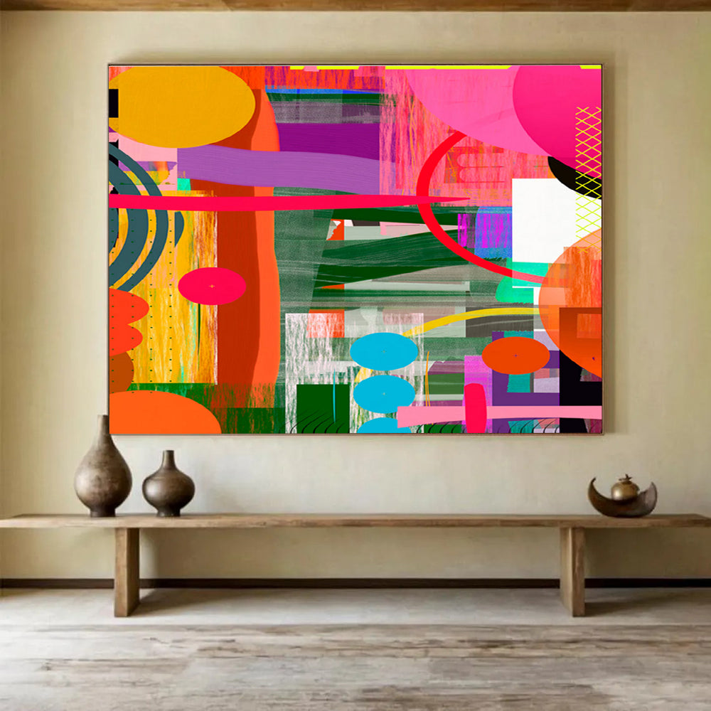Vibrant Color Block Abstract Painting On Canvas DKS082