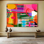 Vibrant Color Block Abstract Painting On Canvas DKS082