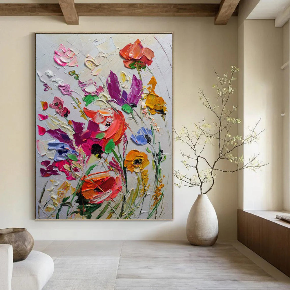 “Impasto Floral Burst - Bold Blooms & Thick Paint” Painting On Canvas DS265