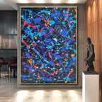 “Colorful Splatter Explosion” - Blue, Red, Yellow Abstract Painting On Canvas PS0466