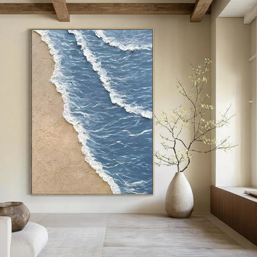 “Beach Wave Textures” - Coastal Landscape Painting On Canvas DS333