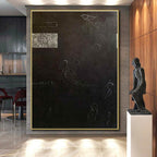 “Black - White Symbolic Abstraction” - Black, White Abstract Painting On Canvas PS0470