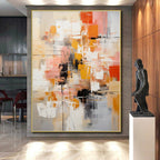 “Vibrant Orange - Pink Geometric Abstraction” - Dynamic Abstract Painting On Canvas PS0225