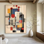 Colorful Geometry, "Constructivist Collage" – Abstract Geometric Painting On Canvas PS1042