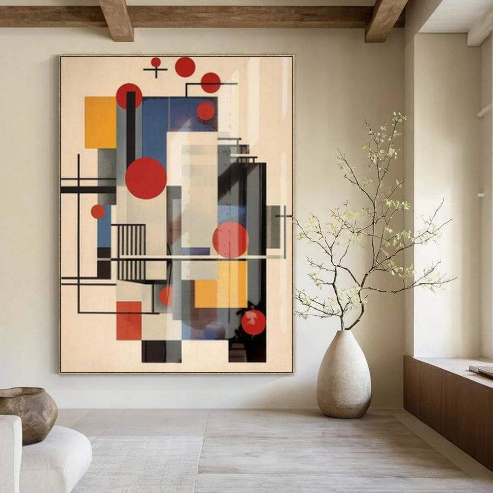 Colorful Geometry, "Constructivist Collage" – Abstract Geometric Painting On Canvas PS1042