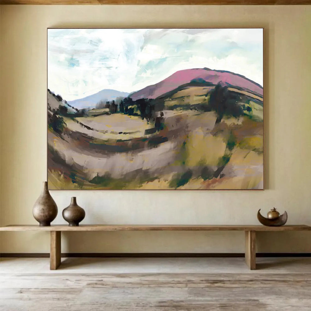 “Colorful Rolling Hills Landscape” - Expressive Landscape Painting On Canvas PT126