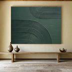“Textured Green Arcs” - Green Abstract, Tactile Plaster - Style Painting On Canvas DKS752