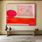 Pink and Red Abstract Shapes Painting On Canvas DKS073