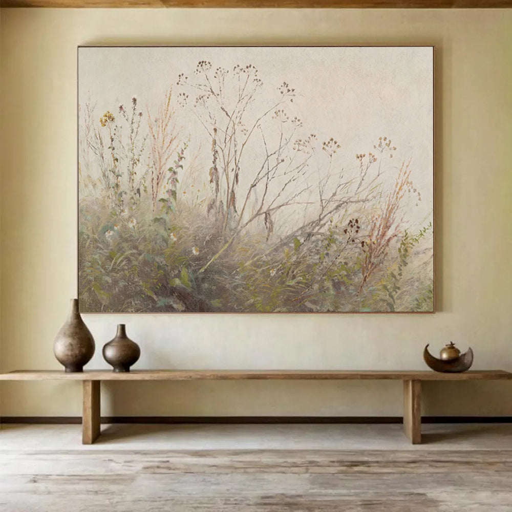 “Subtle Wild Grass Study” - Realistic Watercolor Painting on Canvas PT1487