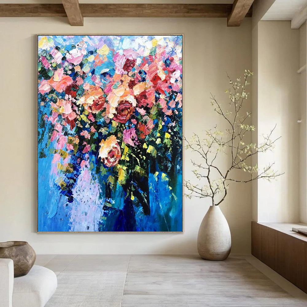 “Colorful Flower Bouquet” - Impressionist Floral Painting On Canvas PT1349