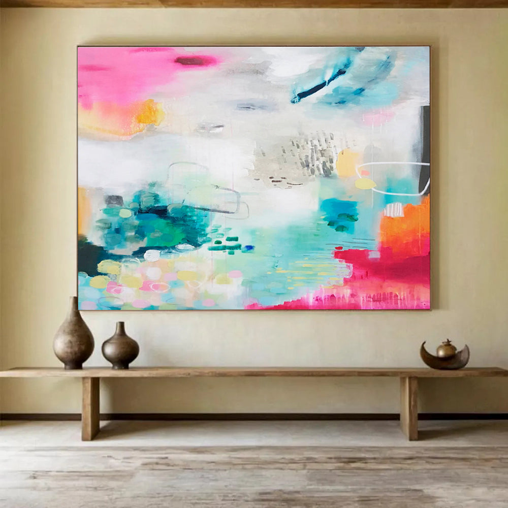 Vibrant Mixed - Color Abstract Painting On Canvas DKS063