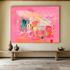 Pink - Dominant Mixed Media Abstract Painting On Canvas DKS028