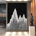 “Black and White Textured Peaks” - Abstract Landscape - Inspired Painting On Canvas PS0020