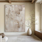 “Beige - Brown Textured Abstract” - Rustic Abstract Painting On Canvas PS0152