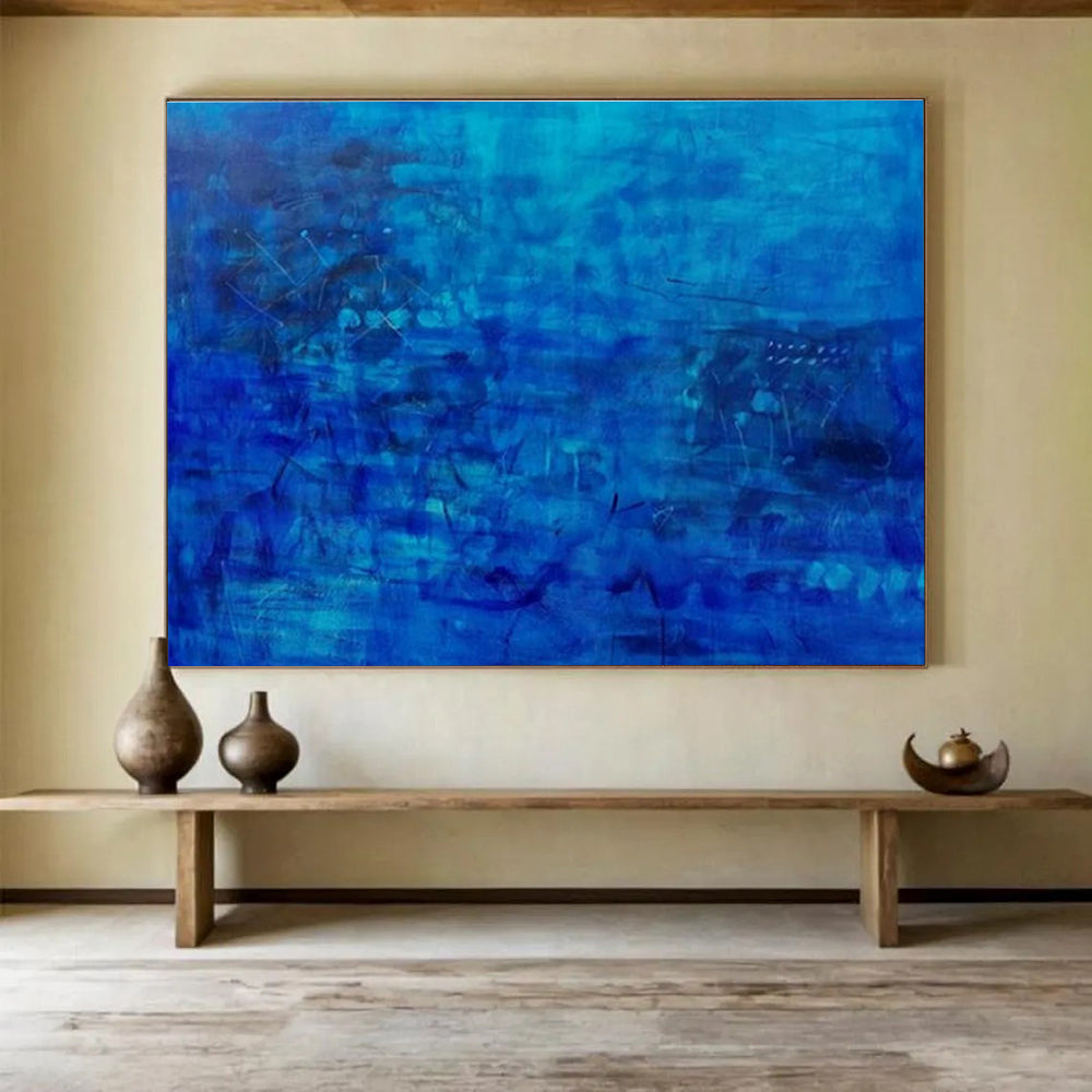 Deep Blue Abstract Painting On Canvas DKS072