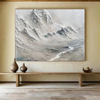 “Monochrome Textured Mountains” - Minimalist Sculptural Painting On Canvas DKS457