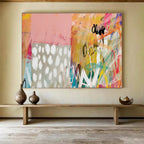 “Playful Pink - Orange Abstract” Abstract Painting On Canvas DKS198